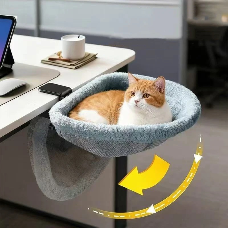 Under Desk Hammock - Hamaca de Escritorio Semicircular para Gatos,
