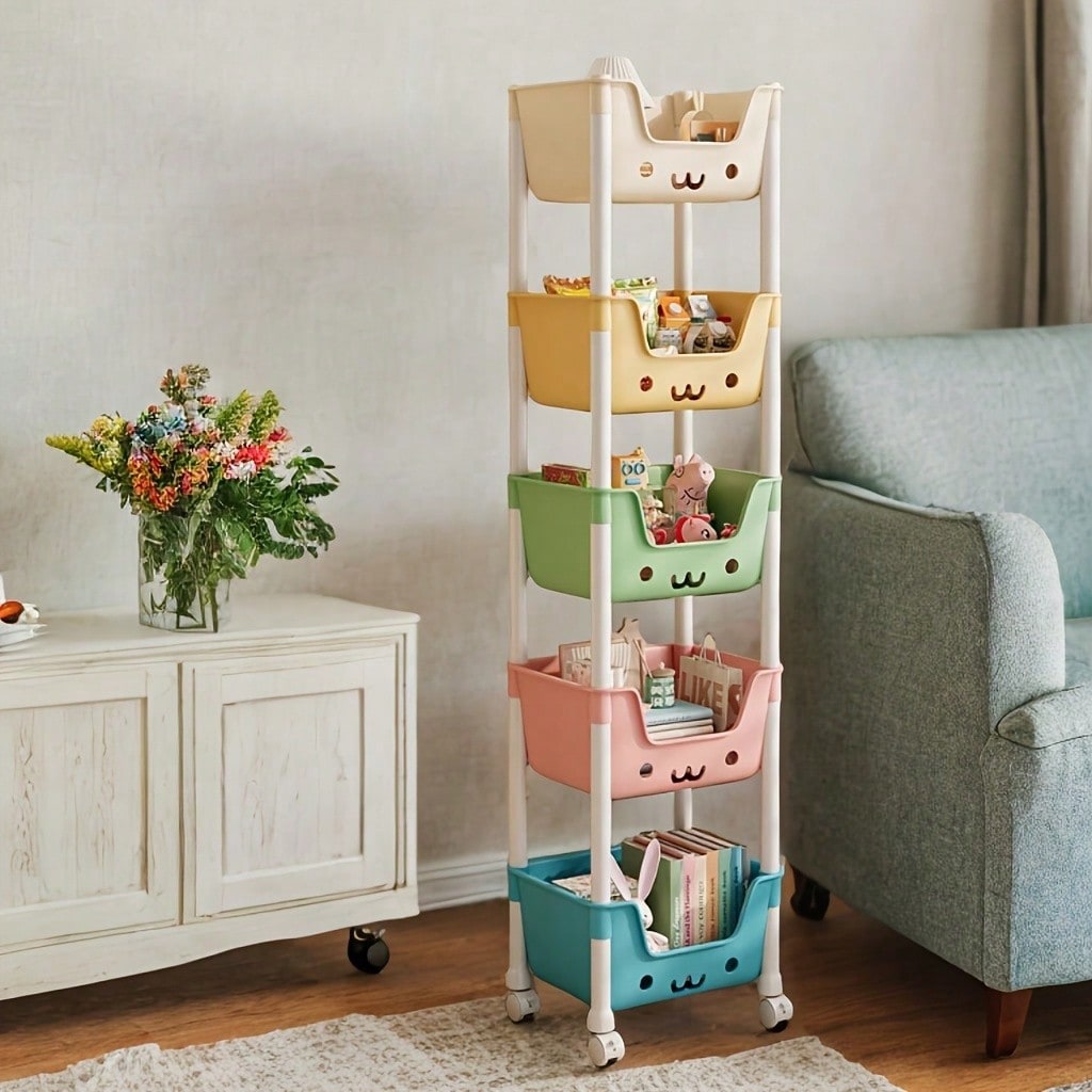 Bookshelf 5 Tier - Estantería Rodante de 5 Niveles, Estante