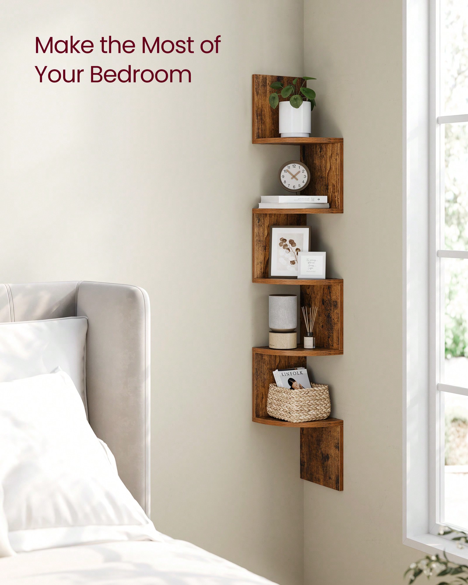 Bookshelf 5 Tier - Estante Flotante de Esquina de 5