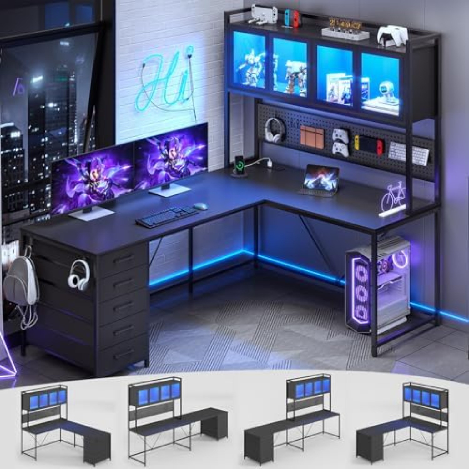 Gaming Desk With Hutch - Escritorio Esquinero para Juegos en Forma
