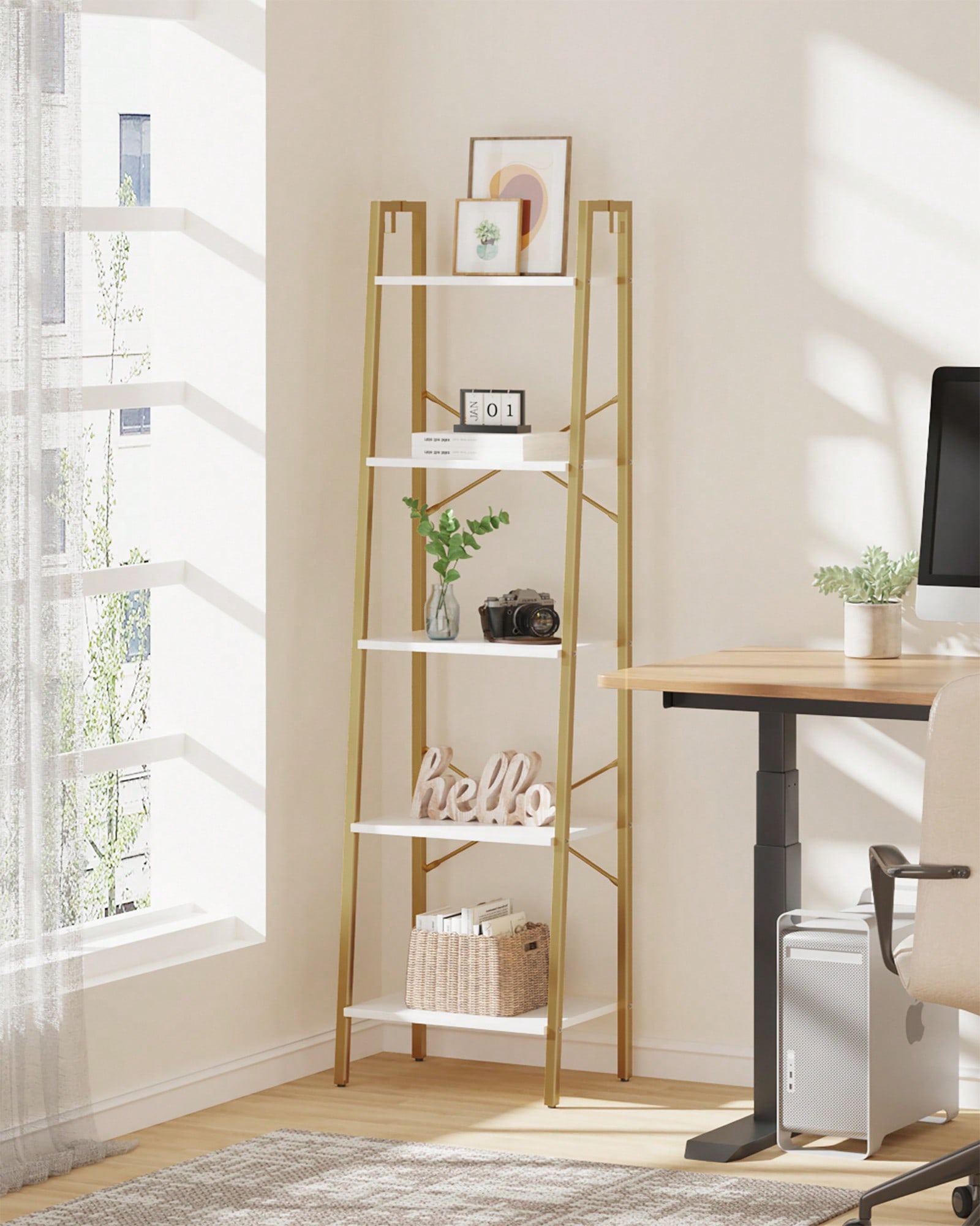 Bookshelf 5 Tier - Estantería de 5 Niveles Tipo Escalera,