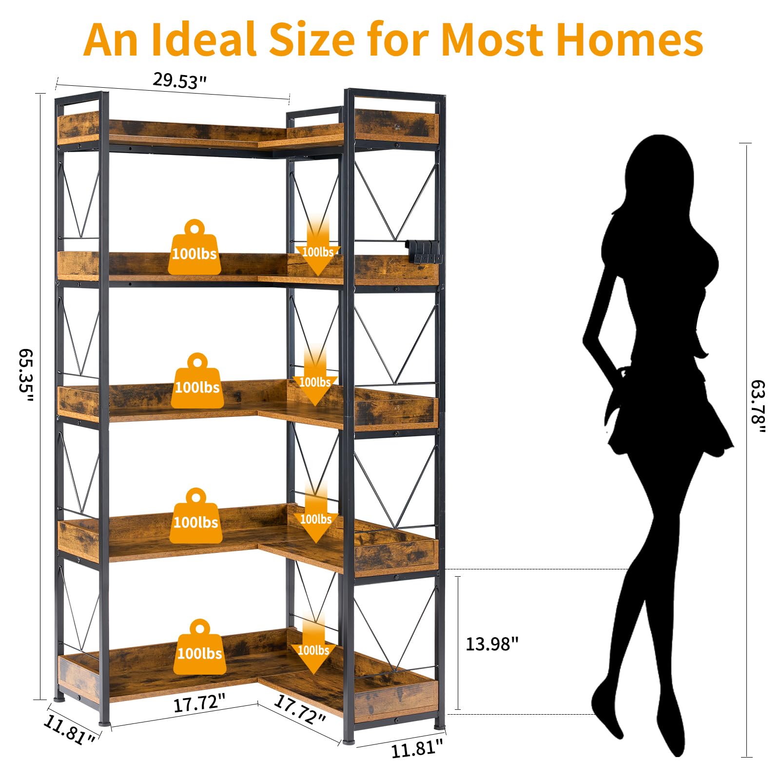Estantería en forma de L JHK d - Bookshelf 5 Tier reseña y precio