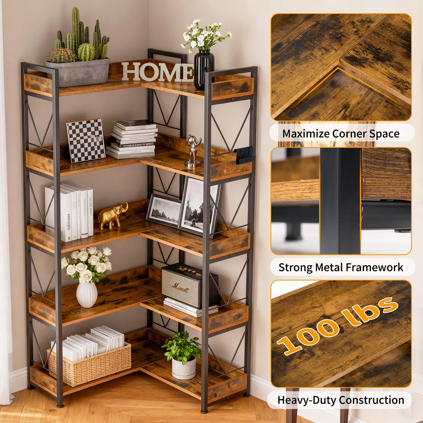 Estantería en forma de L JHK d - Bookshelf 5 Tier reseña y precio