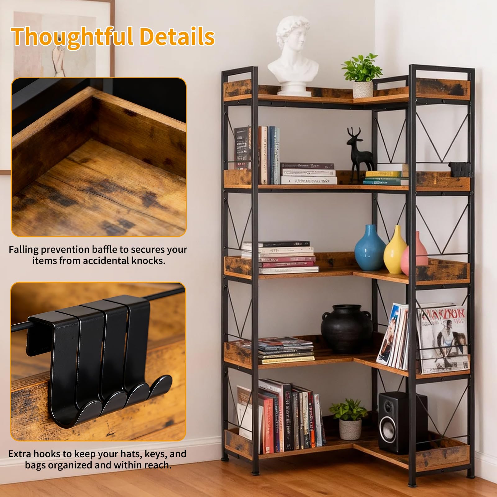 Estantería en forma de L JHK d - Bookshelf 5 Tier reseña y precio