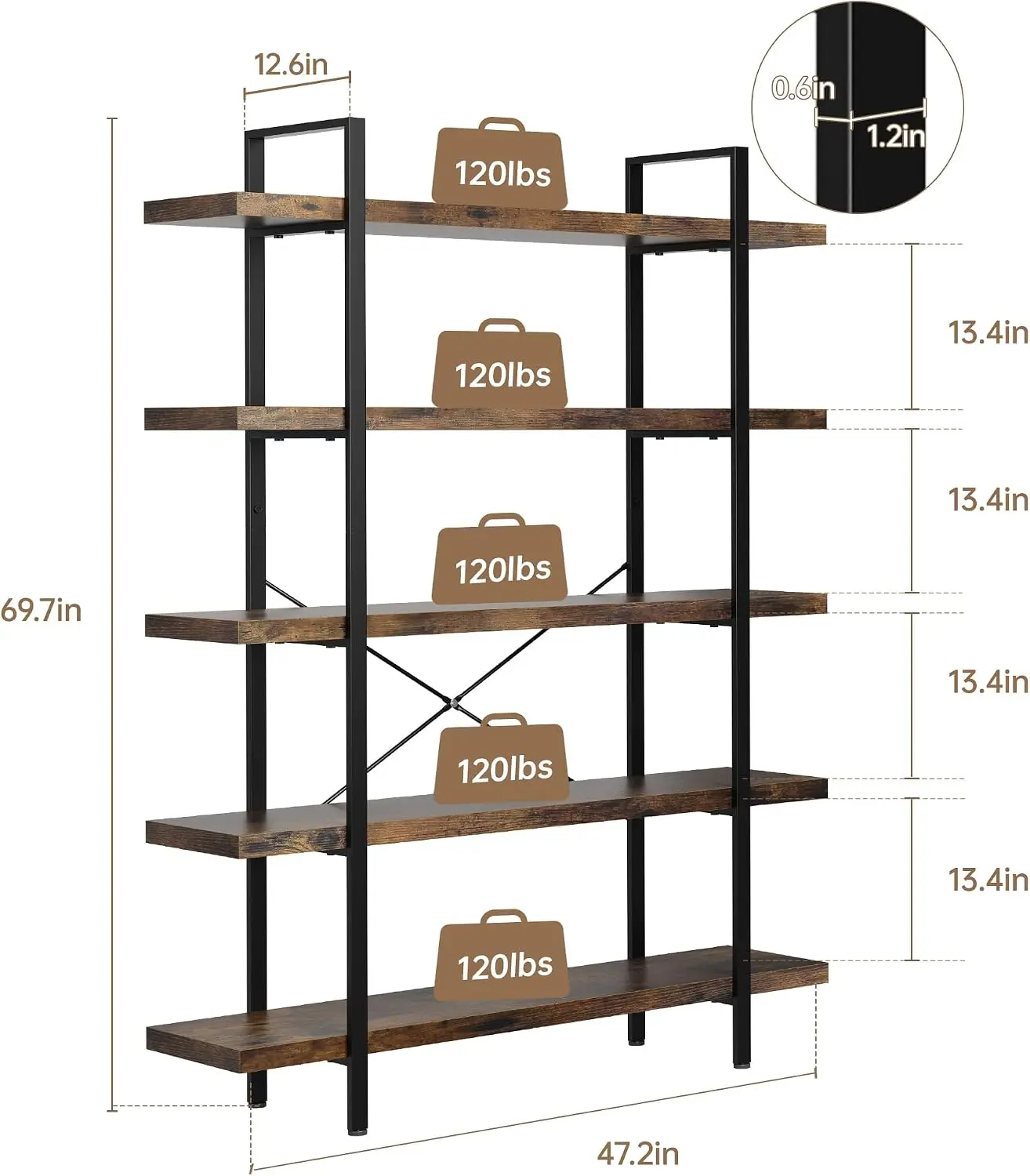 Juego de 2 estanterías, estant - Bookshelf 5 Tier reseña y precio