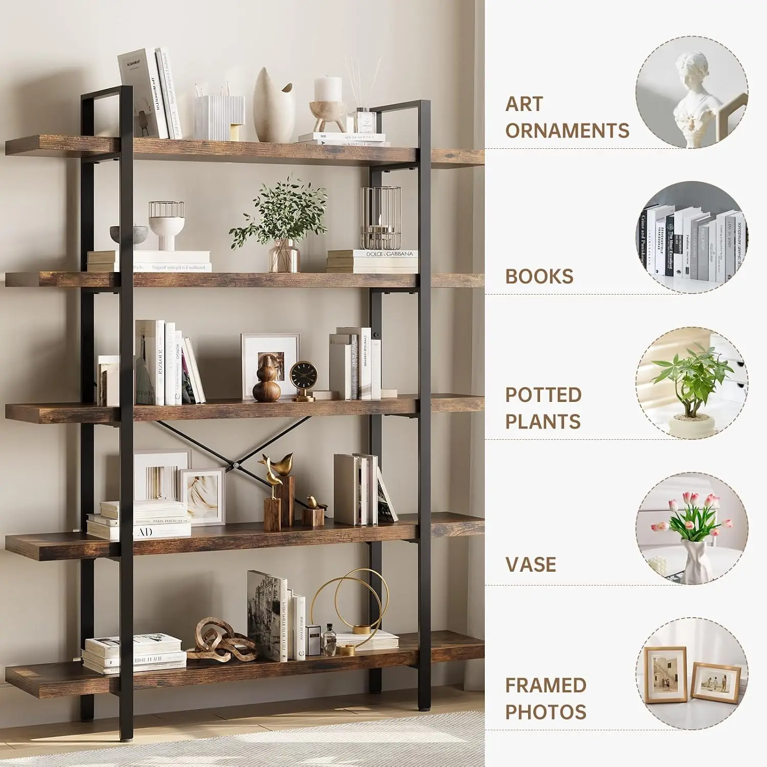 Juego de 2 estanterías, estant - Bookshelf 5 Tier reseña y precio