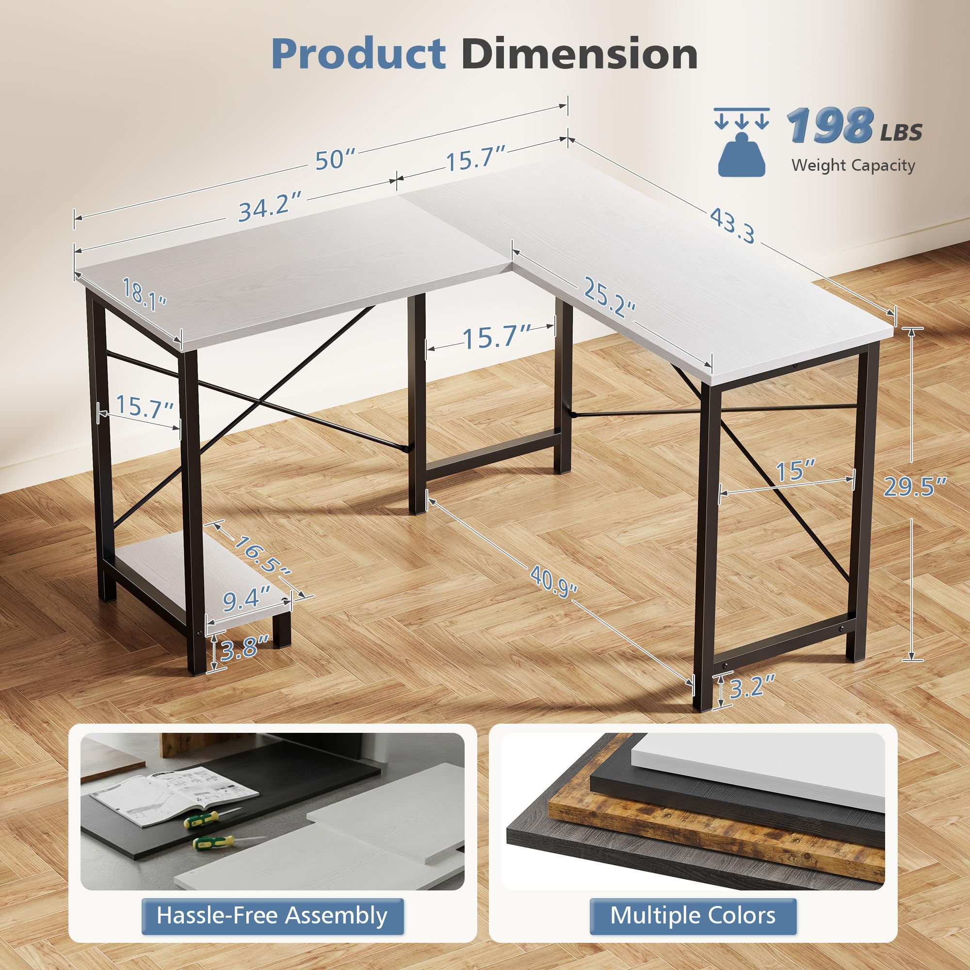 Escritorio en Forma de L JHK d - Gaming Desk With Hutch reseña y precio