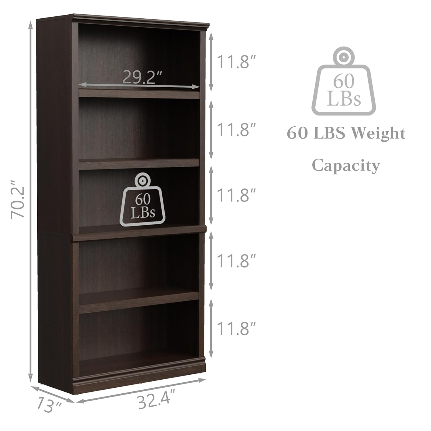 Estantería de Madera Abierta d - Bookshelf 5 Tier reseña y precio