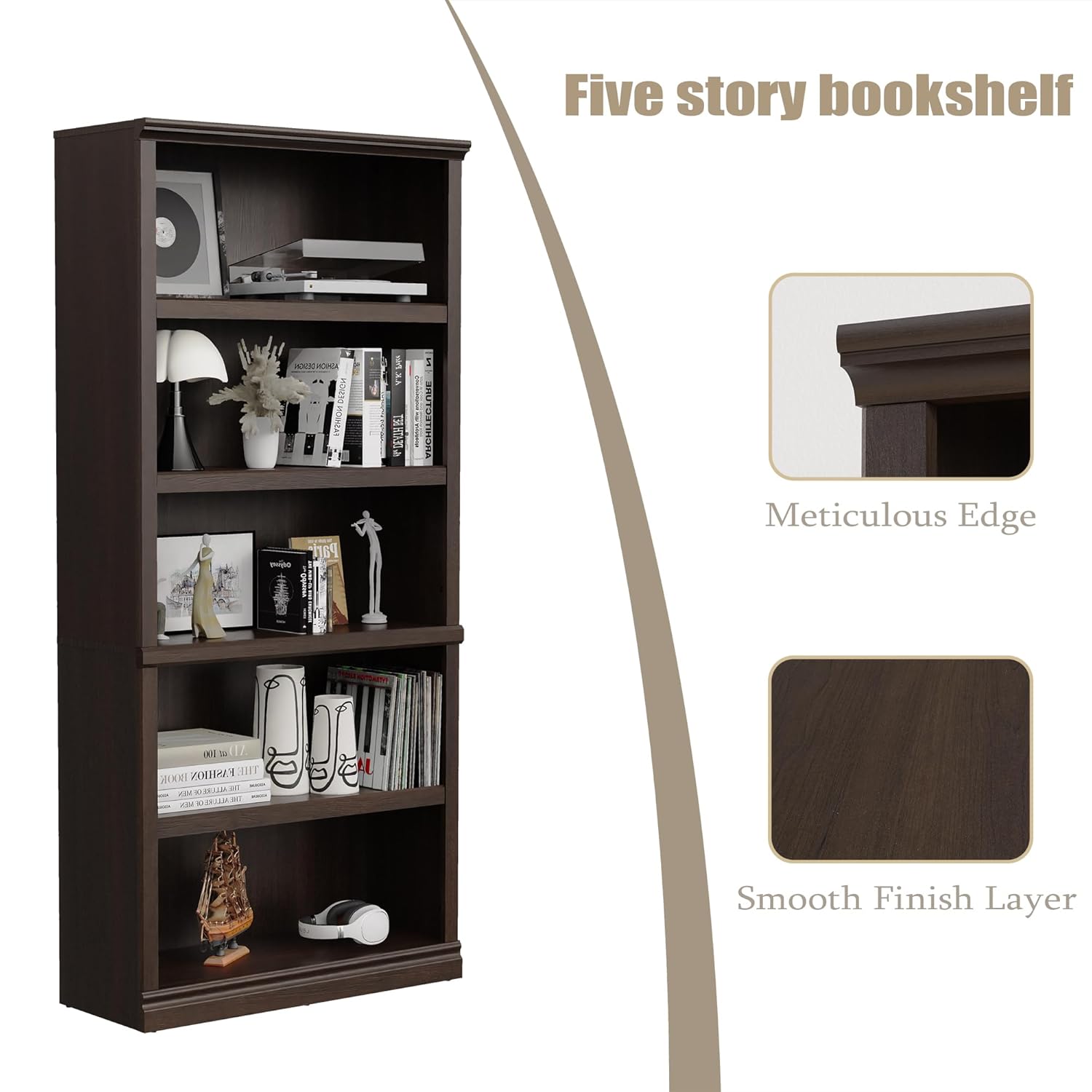 Estantería de Madera Abierta d - Bookshelf 5 Tier reseña y precio